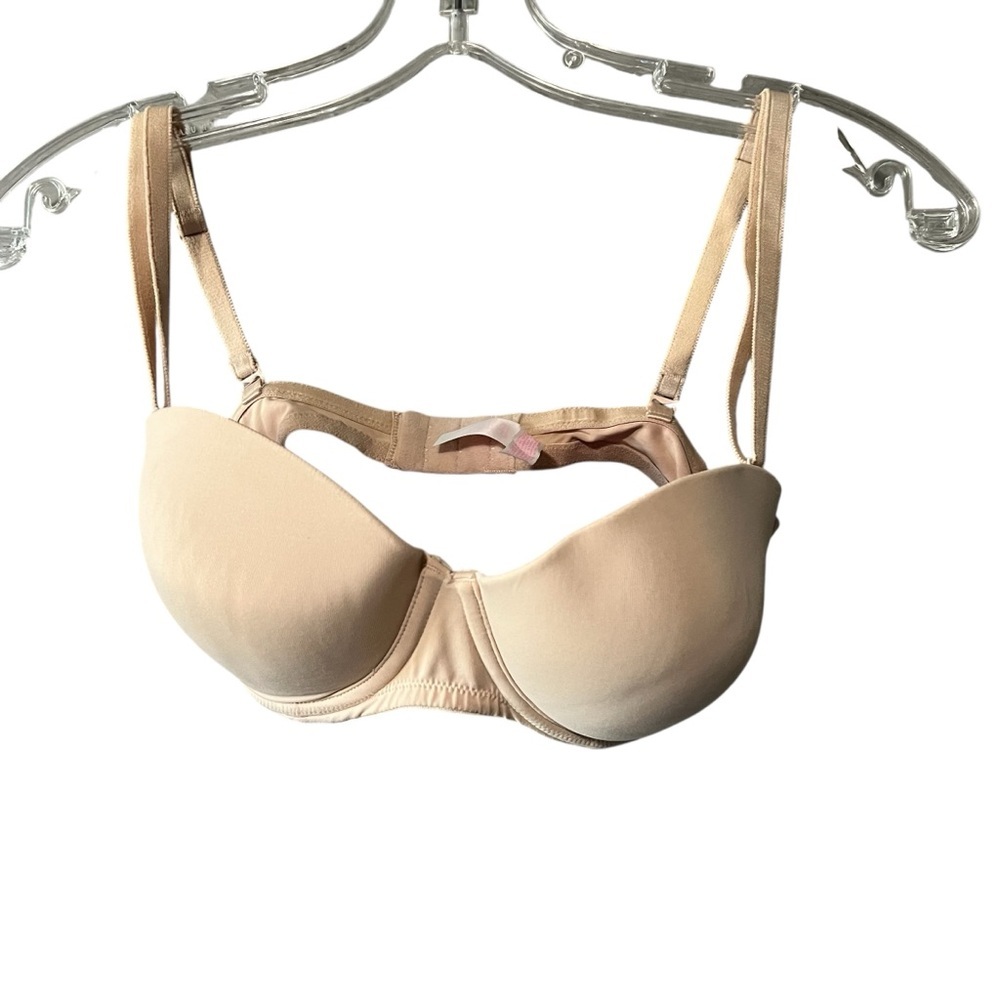 Victoria’s Secret PINK Nude Strapless Bra 34C Push‎ Up Convertible Beige